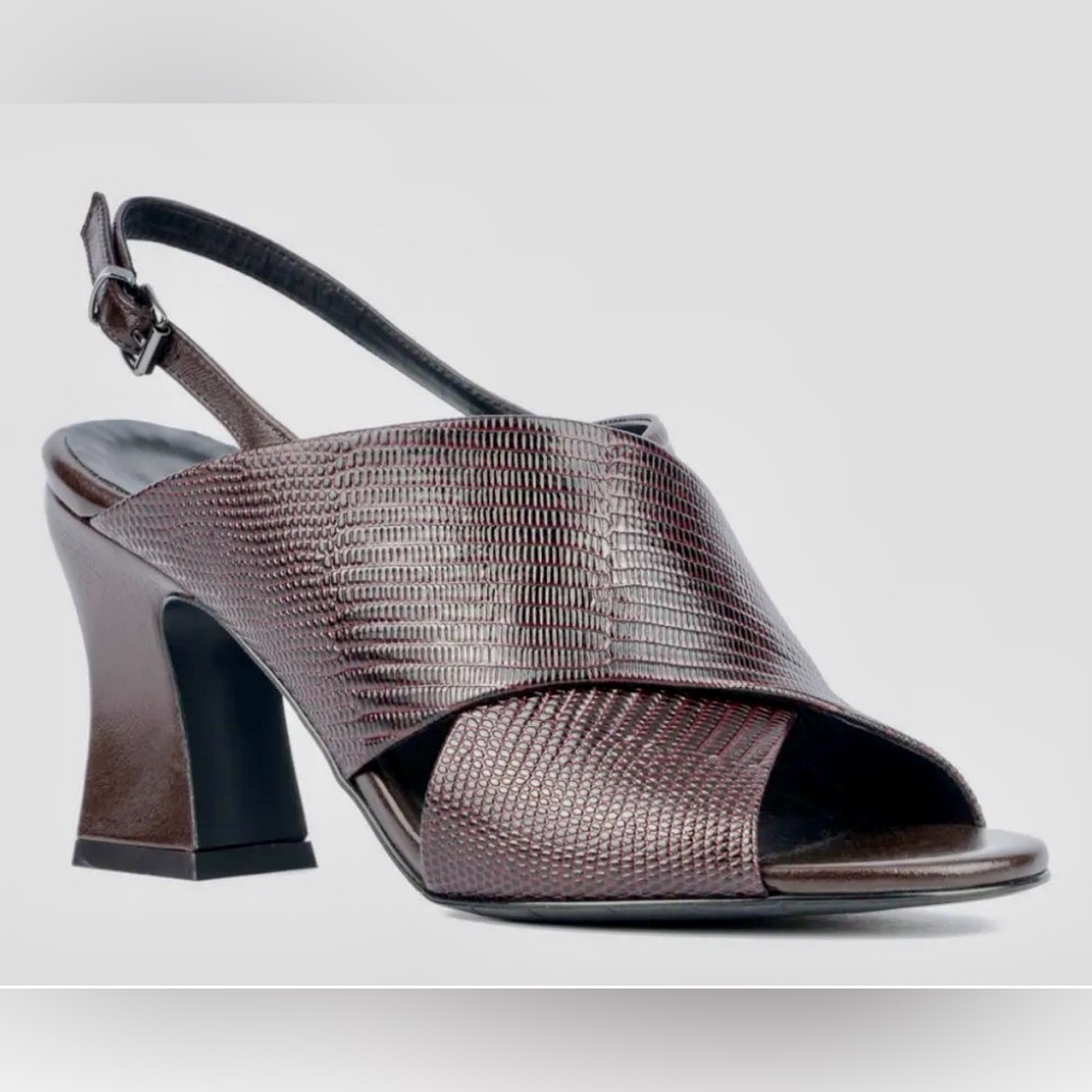 Aquatalia Catarina Leather Slingback Sandal 9.5 (MSRP $395) Deep Wine NEW